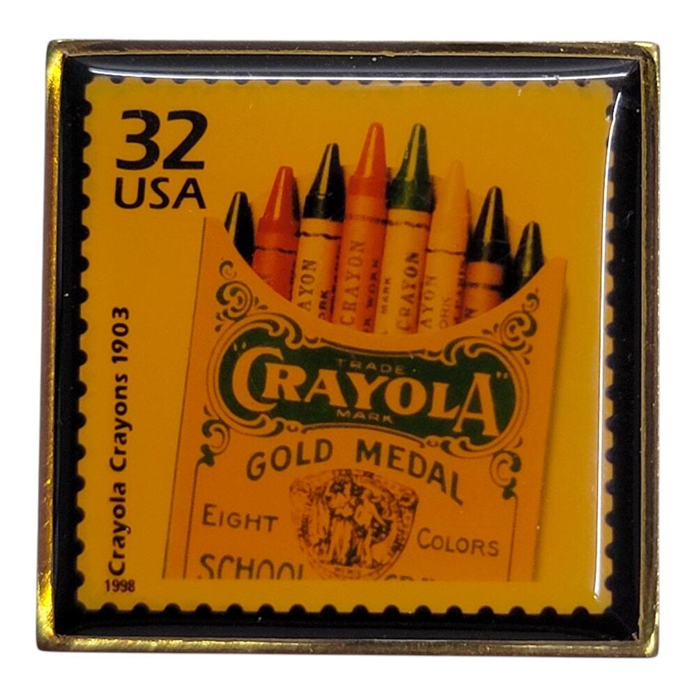 Vintage 1998 Crayola Crayons 1903 USPS 32c Stamp Lapel Pin Badge Made in USA